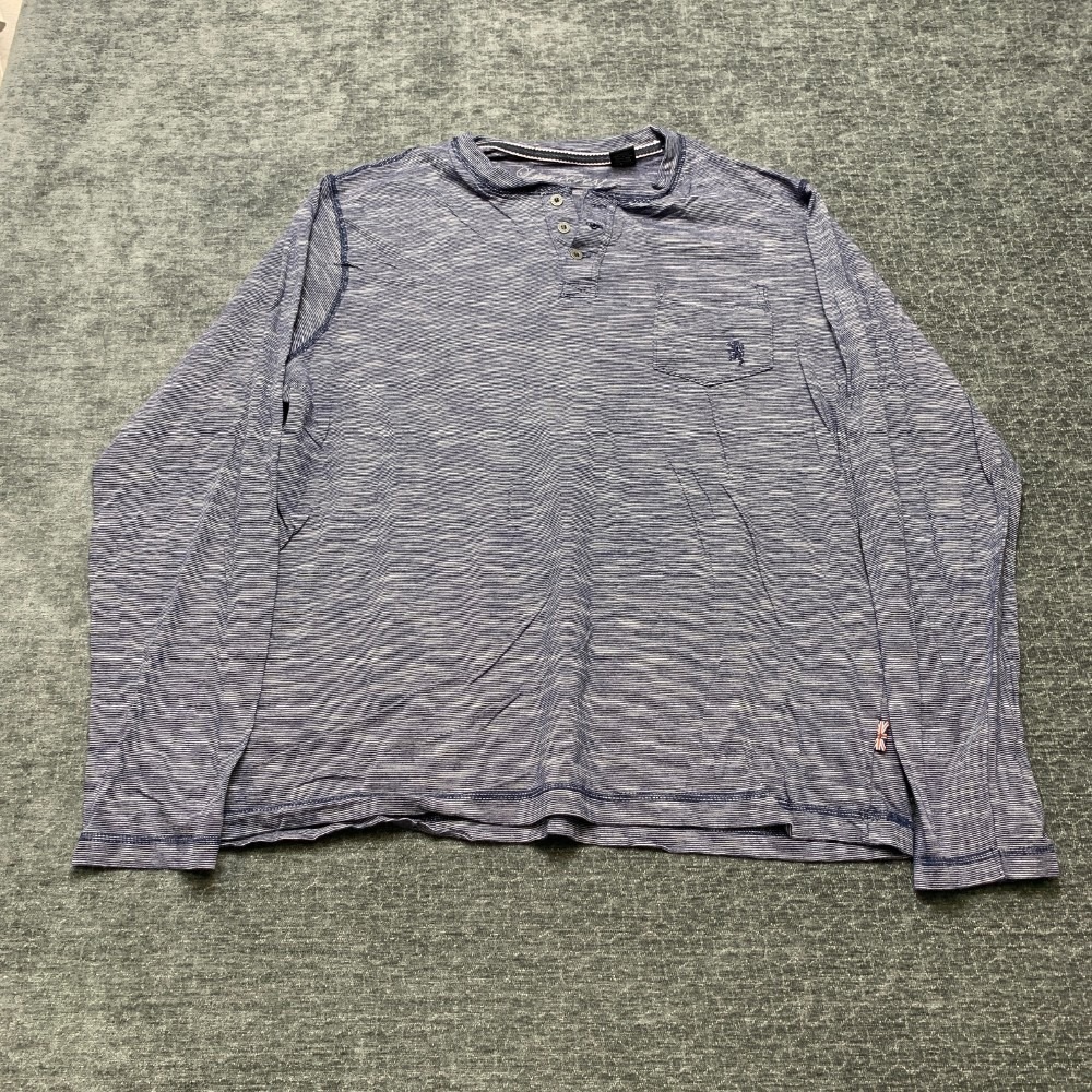 Lions Crest By English Laundry Shirt Mens Large Heather Blue Cotton Henley Neck